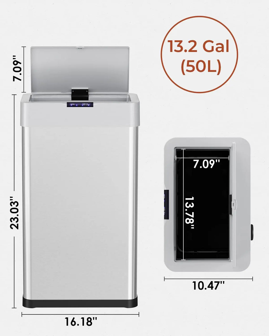 13.2 Gallon Motion Sensor Trash Can,Touchless