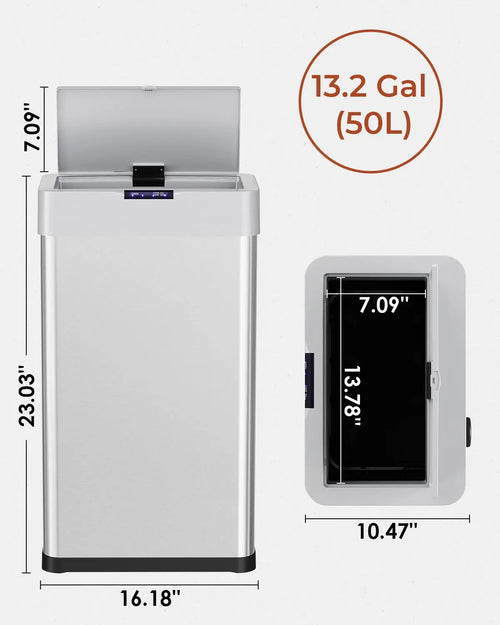 13.2 Gallon Motion Sensor Trash Can,Touchless