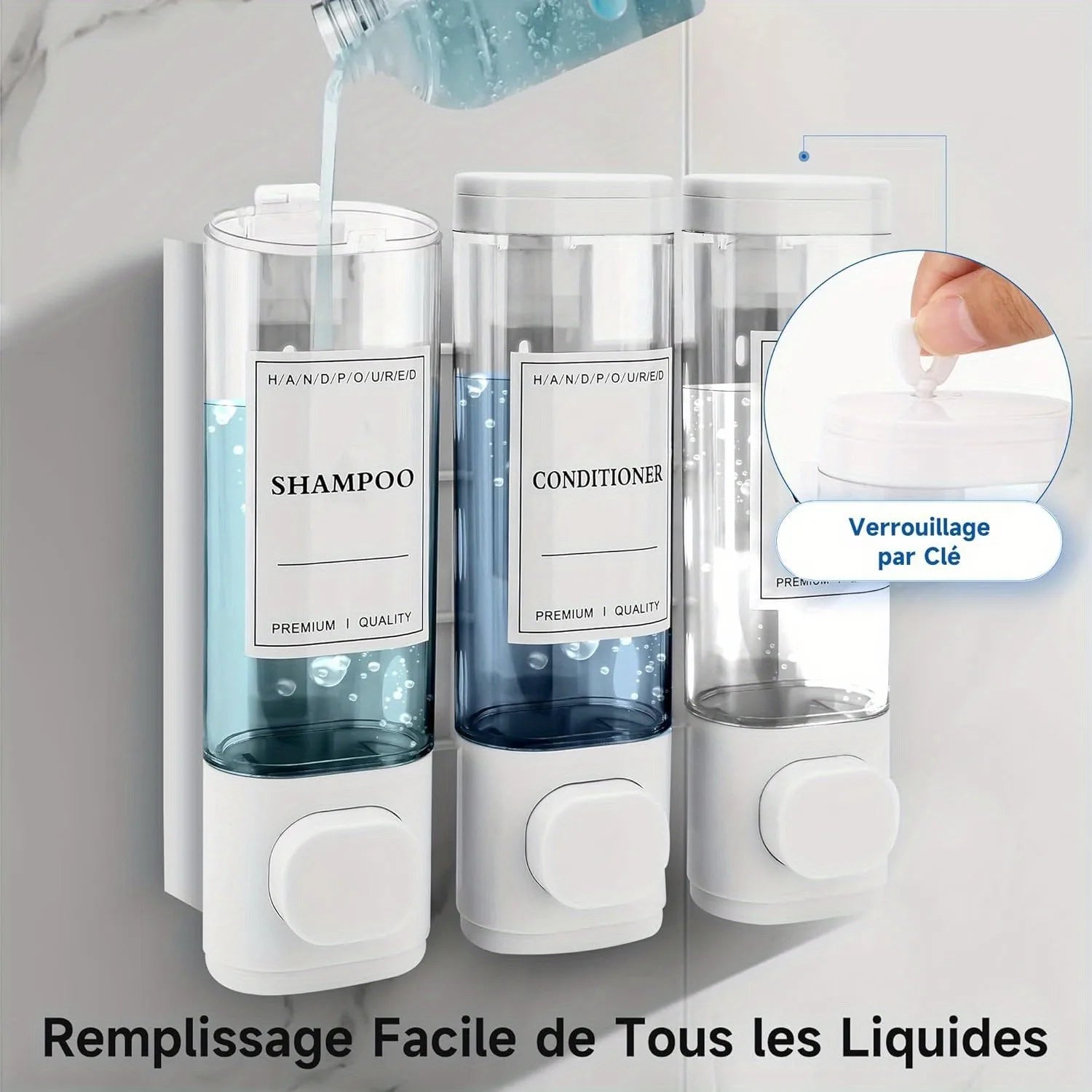 Shower Gel Dispenser, 3-in-1 Shampoo and Conditioner