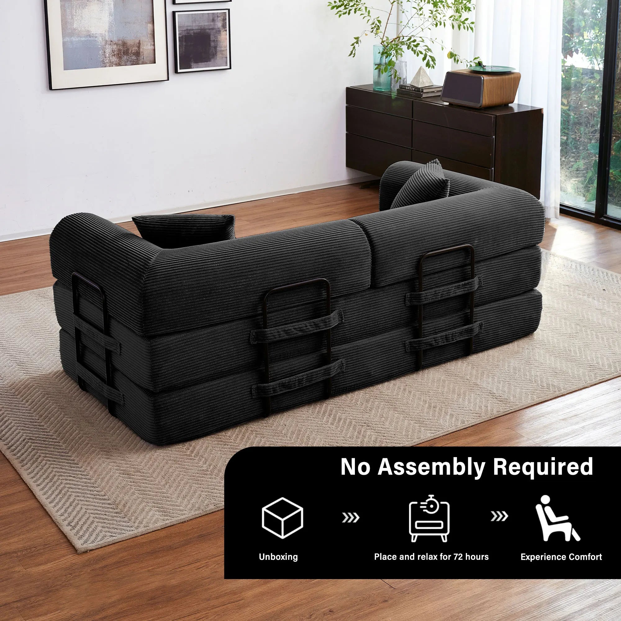 79'' Boneless Couch Foldable Convertible Futon Sleeper