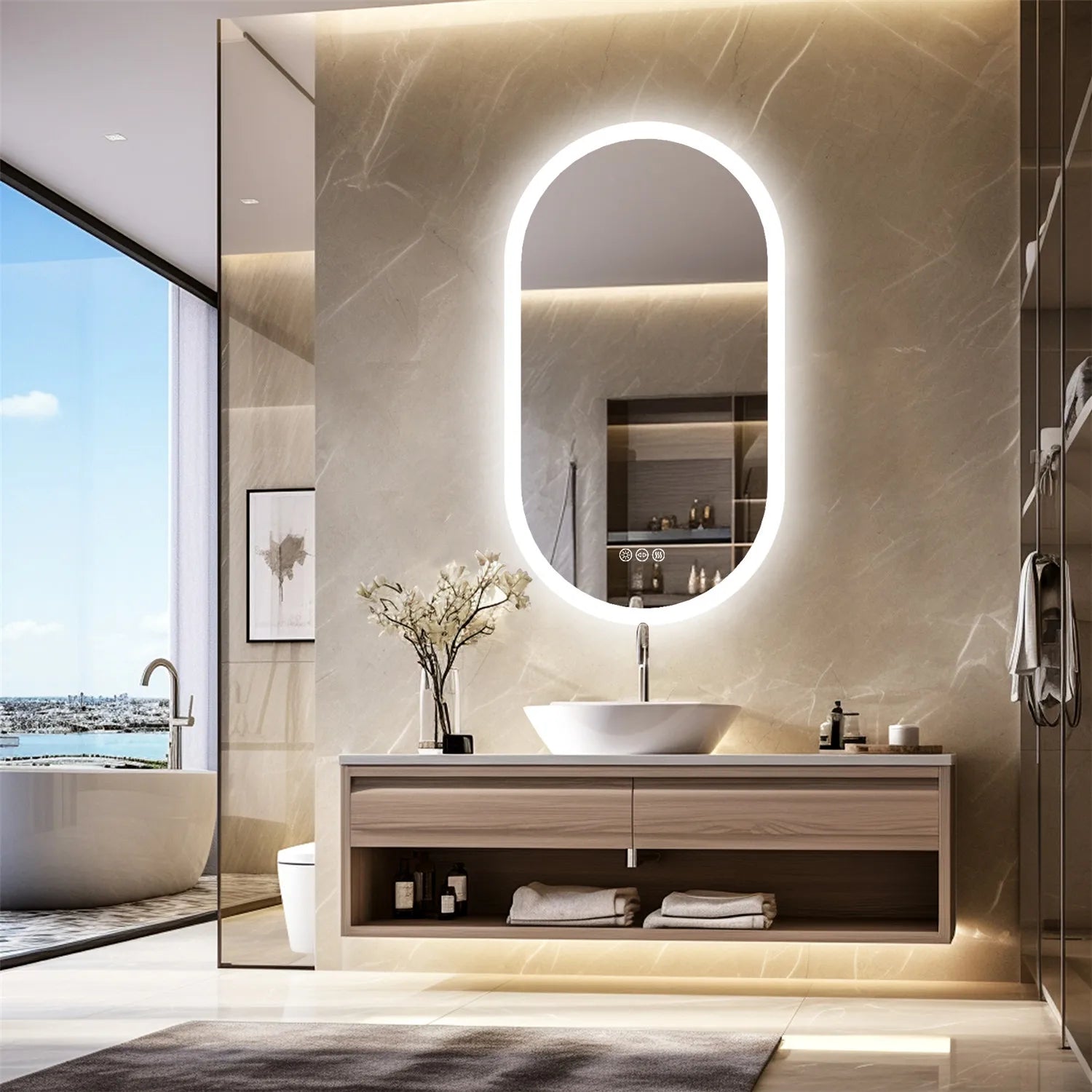 Smart LED Bathroom Mirror Wall Mounted