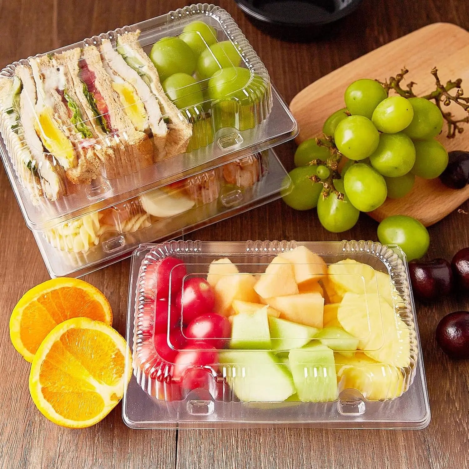 50 Pcs Disposable Clear Plastic Food Containers