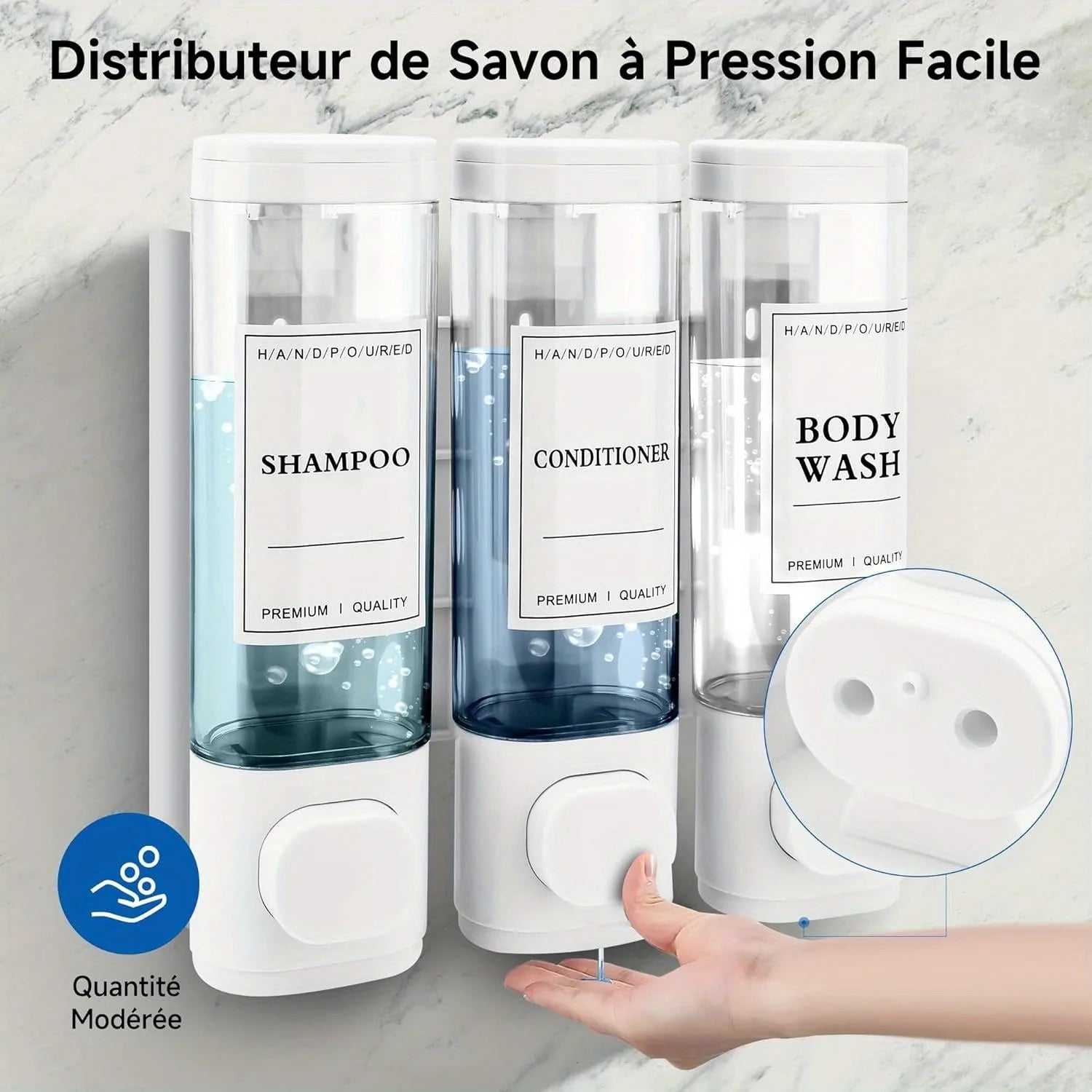 Shower Gel Dispenser, 3-in-1 Shampoo and Conditioner