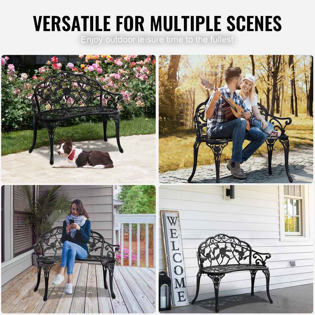 Outdoor Bench Wooden Metal