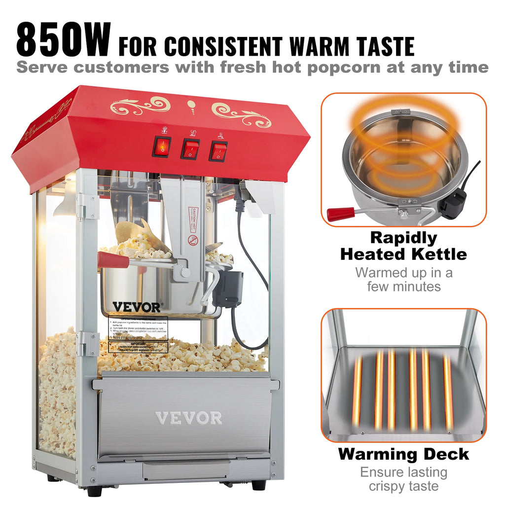 8/12Oz Commercial Electric Popper Machine with Scoop