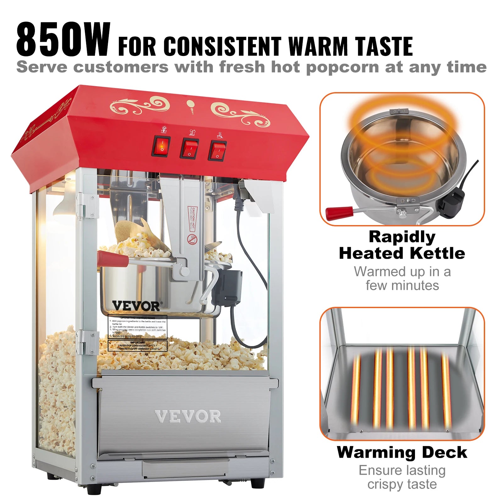 8/12Oz Commercial Electric Popper Machine with Scoop
