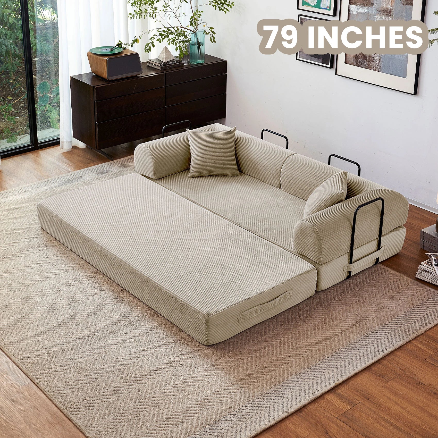 79'' Boneless Couch Foldable Convertible Futon Sleeper