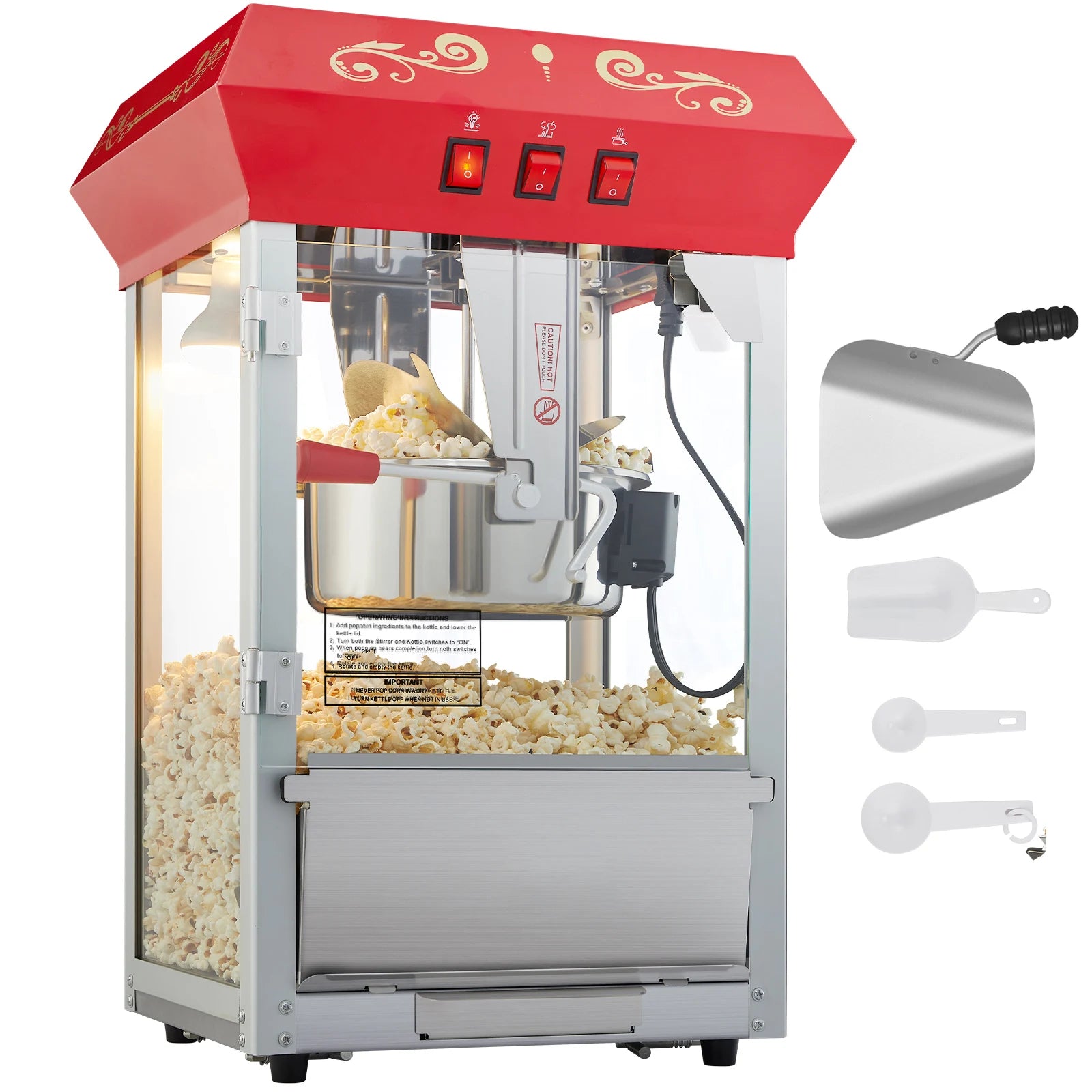 8/12Oz Commercial Electric Popper Machine with Scoop