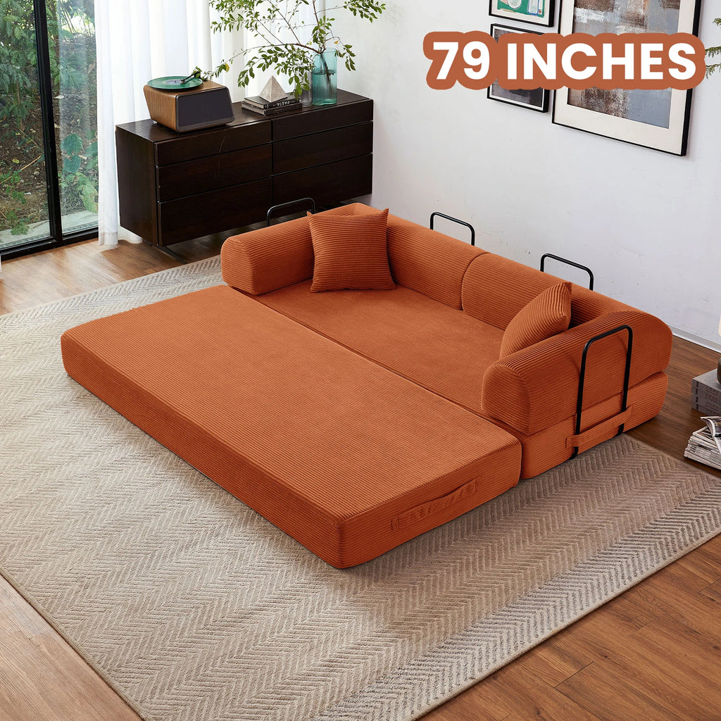 79'' Boneless Couch Foldable Convertible Futon Sleeper