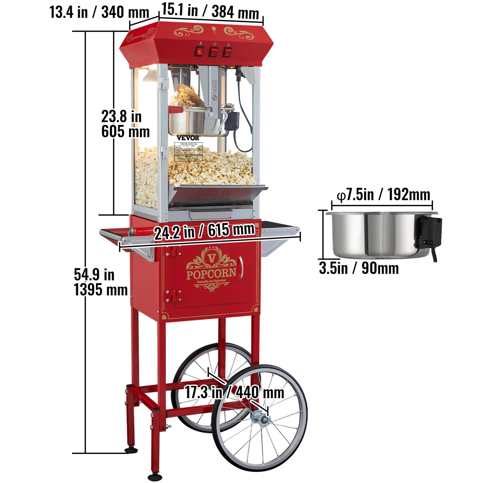 8/12Oz Commercial Electric Popper Machine with Scoop