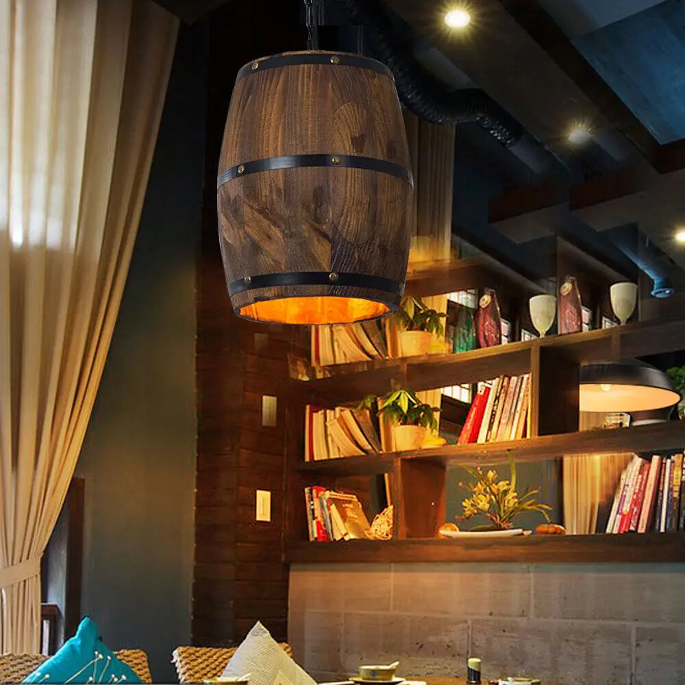 Vintage Wine Barrel Ceiling Lamp