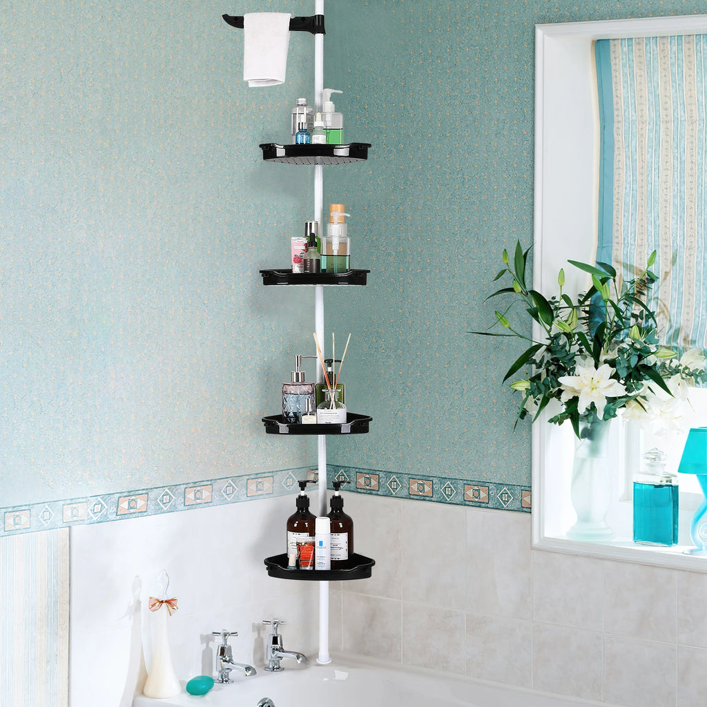 Corner Shower Caddy with Pole 4-Tier Adjustable
