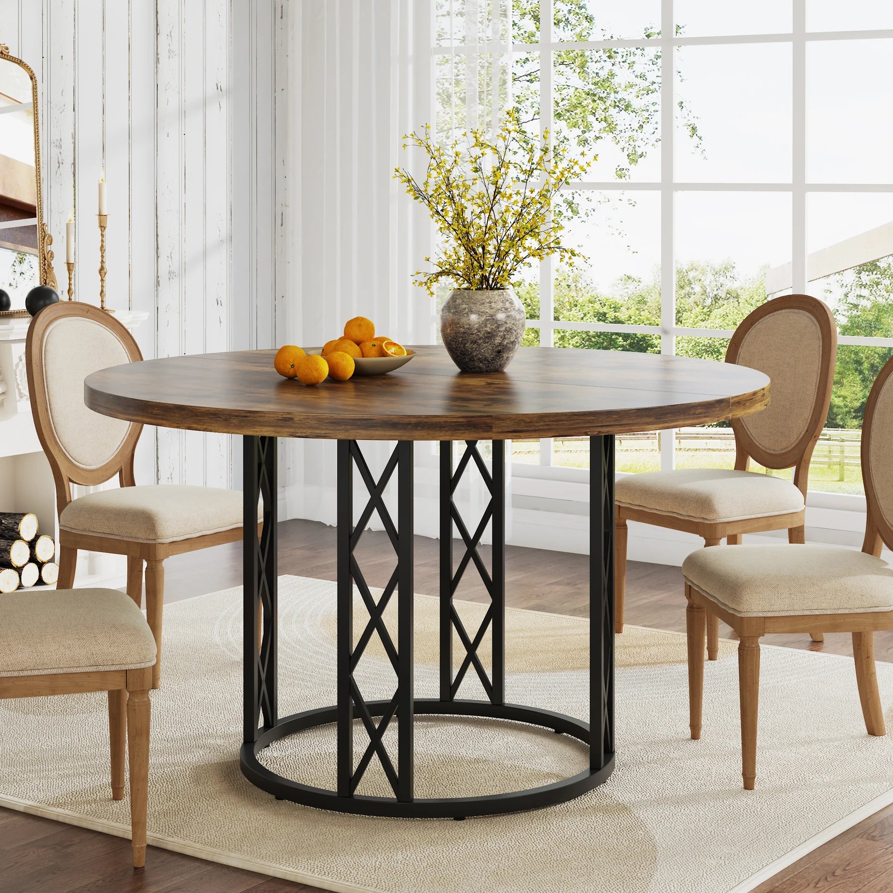 47" Round Dining Table for 4 People