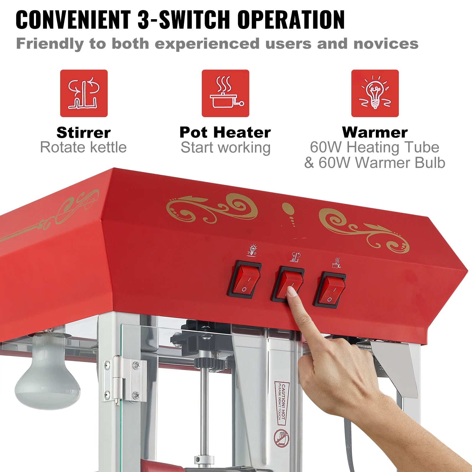 8/12Oz Commercial Electric Popper Machine with Scoop