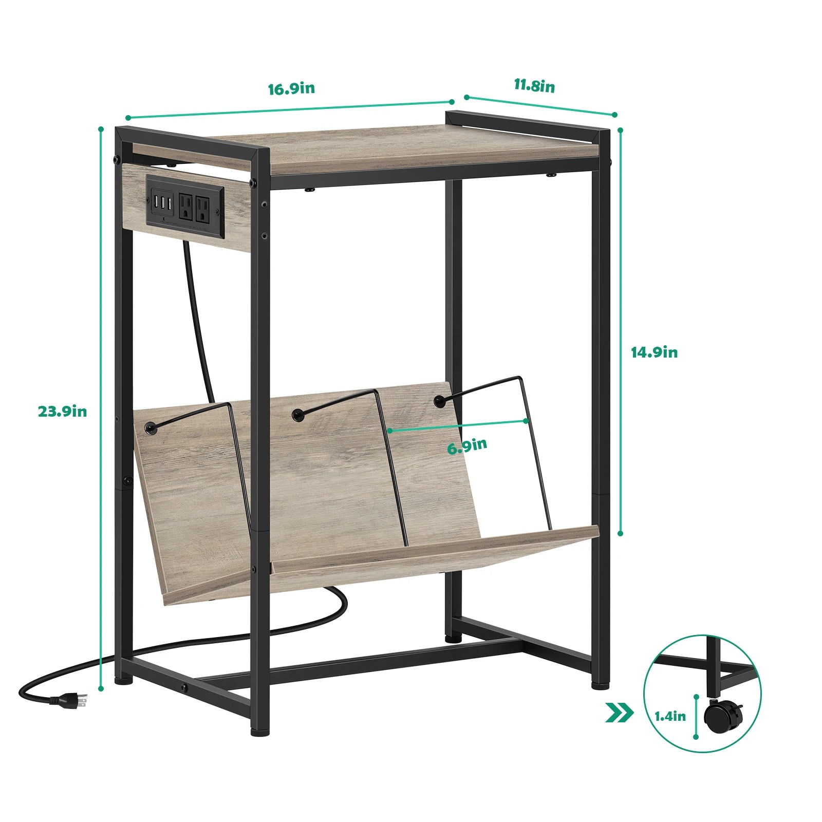 Record Player Stand with Vinyl Storage Side Table