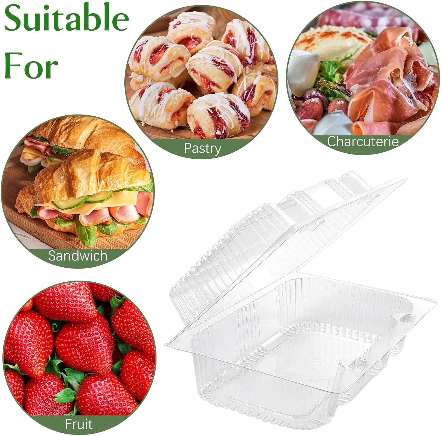 50 Pcs Disposable Clear Plastic Food Containers