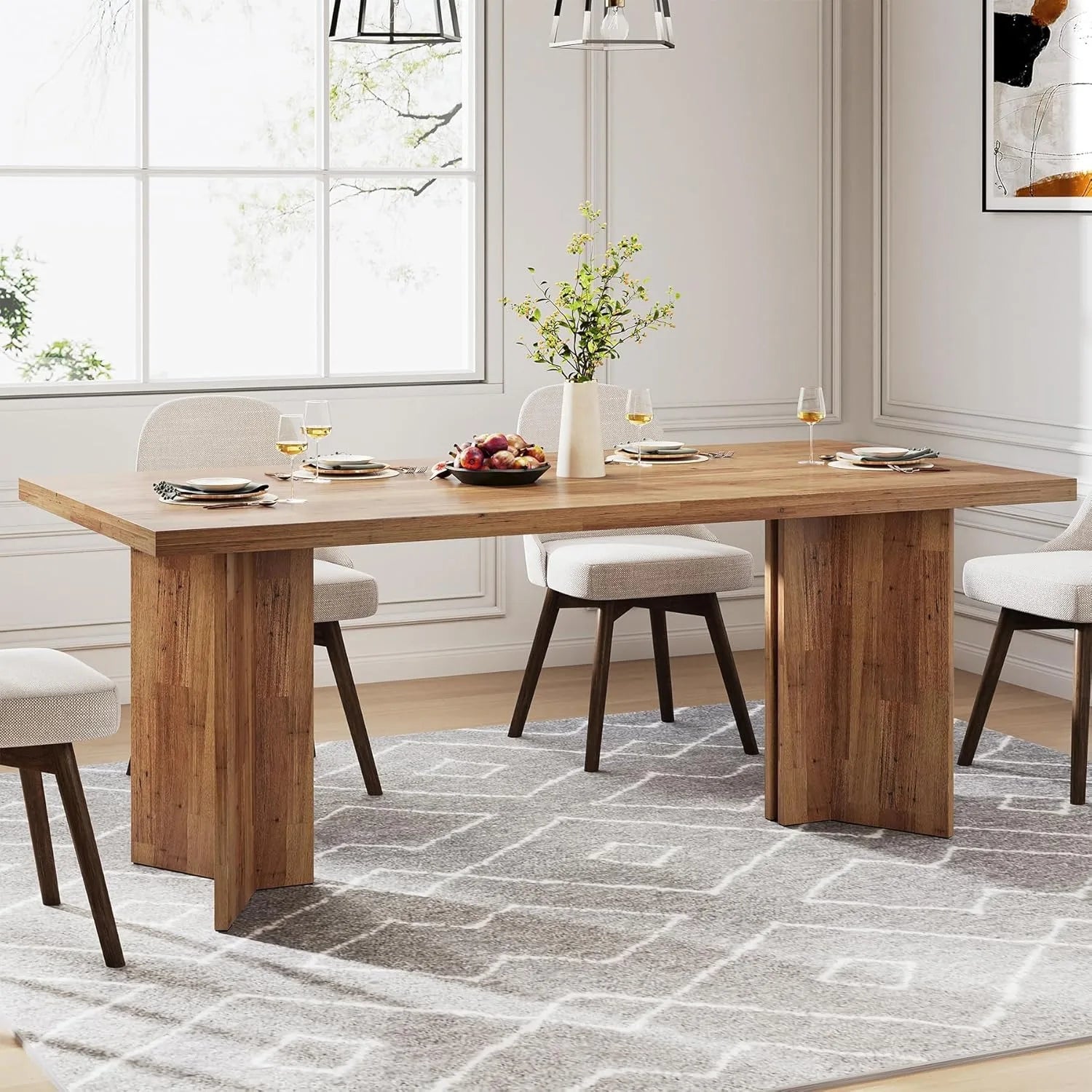 63-inch Dining Table for 4-6, Farmhouse