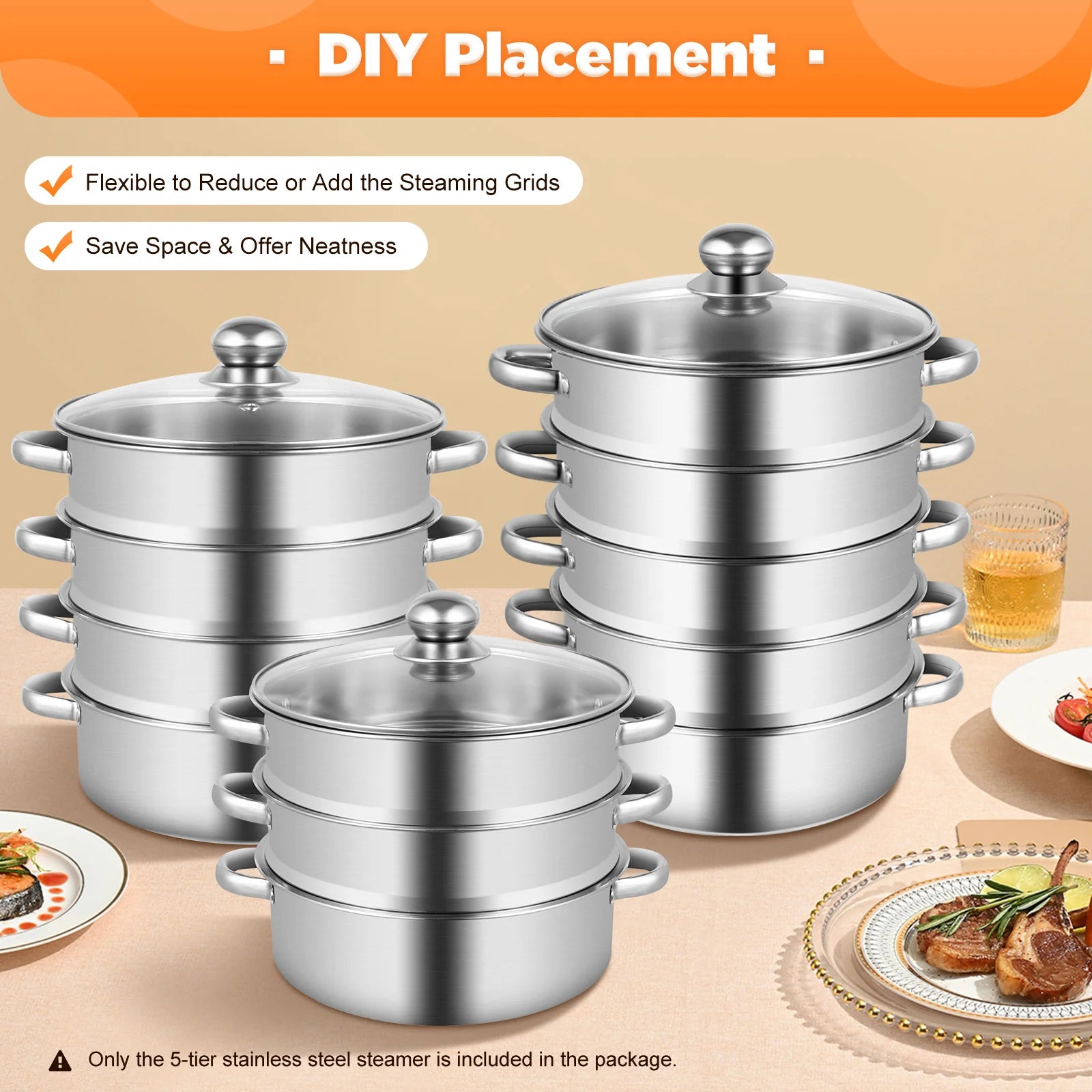 32CM Stainless Steel Steaming Pot Cookware